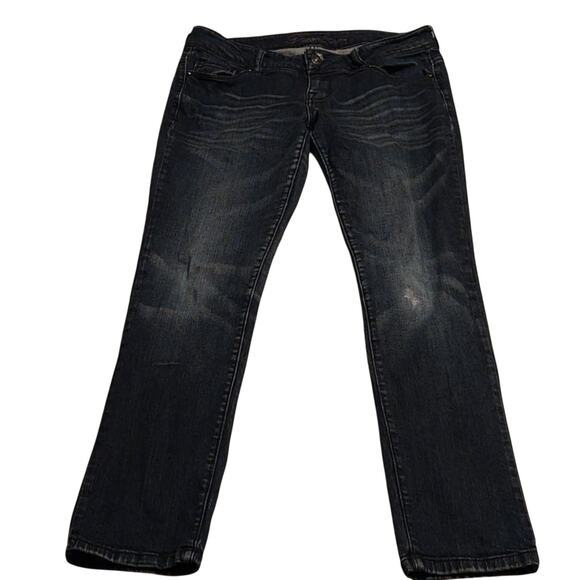 dELIA*s Taylor Jeans - Dark Wash Y2K Mid-Rise Straight Leg - Size 7P - Picture 1 of 9
